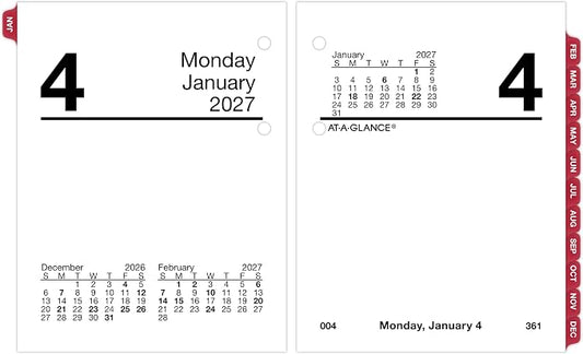 AT-A-GLANCE 2027 Desk Calendar Refill, Daily Desk Pad Refill, 3" x 3.75", Loose-Leaf (E9195027)