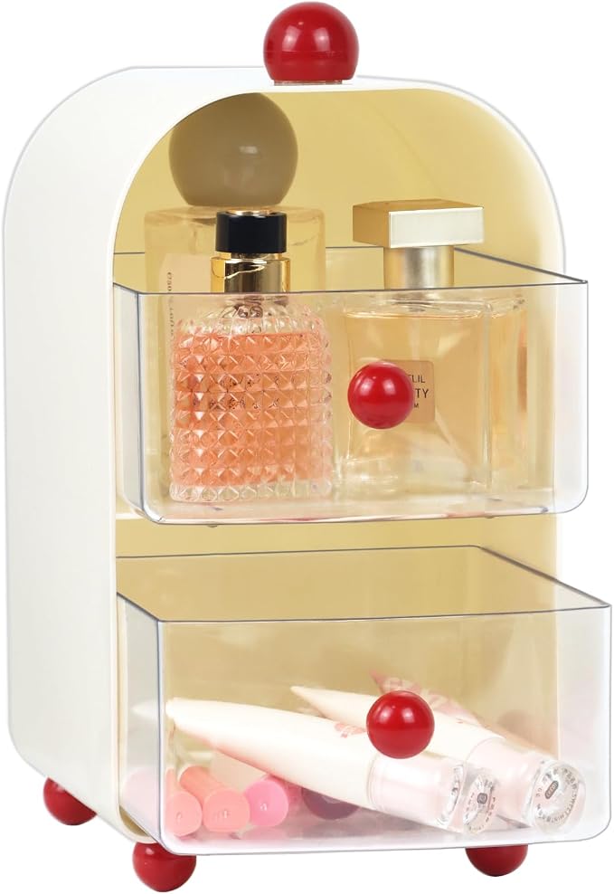 ZEXALOR Small Desk Organizer with Drawers for Makeup Nightstand Dresser Vanity Accessories,Tea Bag Holder, Tea Organizers and Storage, Mini Cute Countertop Storage,Office,Kitchen,Plastic