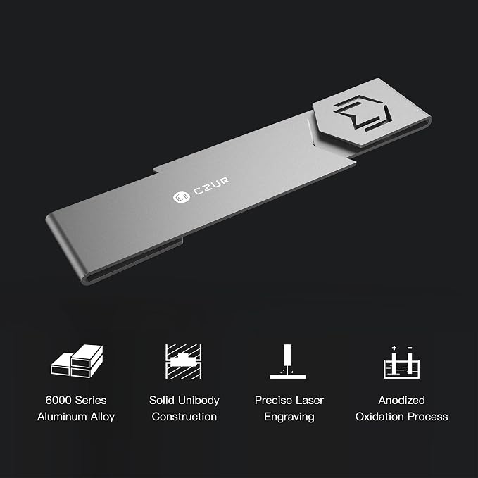 CZUR Metal Bookmark, Stylish Bookmarks, Teacher Valentine Gift, Unique Gift for Women, Men, Readers, Light&Durable Reward Bookmark with ANODIZING Technology, SuperGrip U-Shape Design-Dark Gray