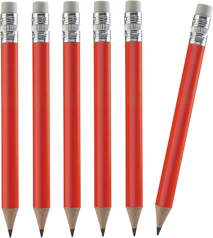 TH Golf Wood-Cased #2 Mini Pencils With Eraser, Pre-sharpened, HB Lead Bulk Box, 200 Count (Red)