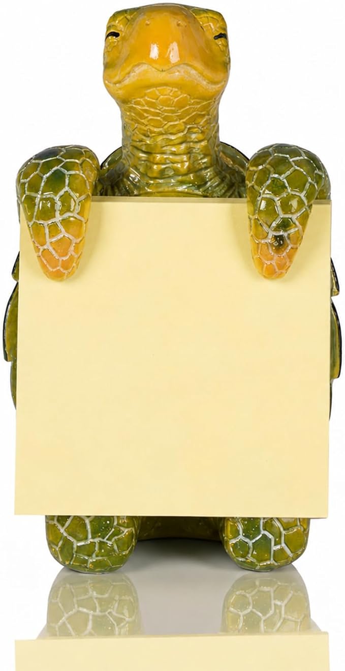Sea Turtle Sticky Note Holder with 100 Sheets 3x3 Pop-Up Notes, Handmade Resin Sea Turtle Desk Decor for Office, Home & Classroom, Coastal Beach Gift for Women, Teachers & Ocean Lovers - Green