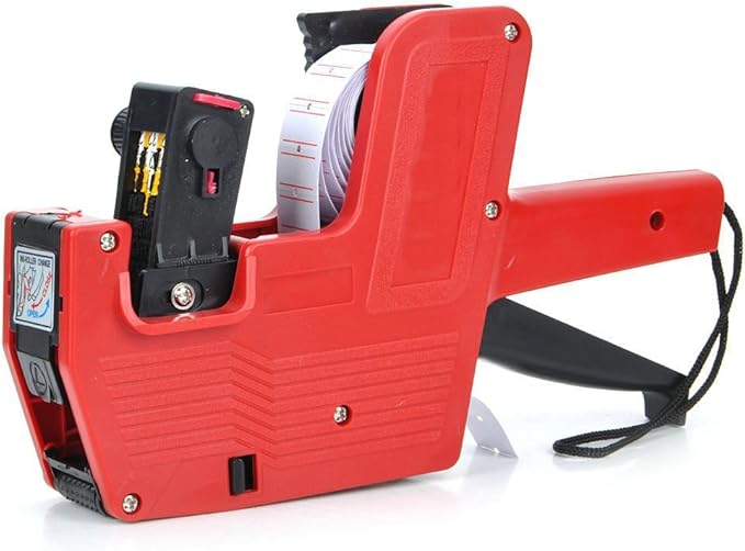 Kubert® Mx-5500 Single Row Labeler Price Tag Label Gun + Ink Roller + Single Row Label Paper Price Sticker Roll for Offices & Markets Model: Office Supply Store (red)