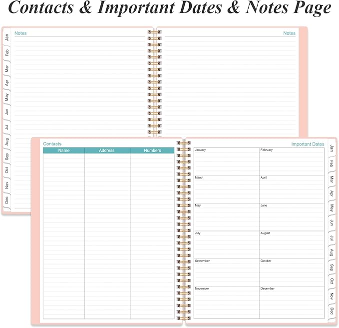 Planner 2026 For Women & Men - Monthly and Weekly Calendar Planner from January 2026 - December 2026, Student Planning with 12 Tabs for Office School Supplies, Inner Pocket, 8.5" x 11", Pink