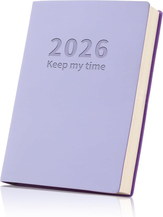 2026 Small Academic Planner Soft Leather Bound 5.5" x 3.9" Weekly and Monthly Calendar Planner Hardcover Cute Planner Goal Habit Tracker Organizer Planning Book with Tabs ,Daily Schedule School Office Schedule for Women Men (purple)