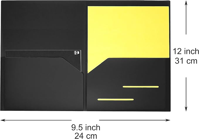 Youngever 6 Pack Heavy Duty Plastic Two Pocket Folders, Heavy Duty Plastic 2 Pocket Folder (Black)