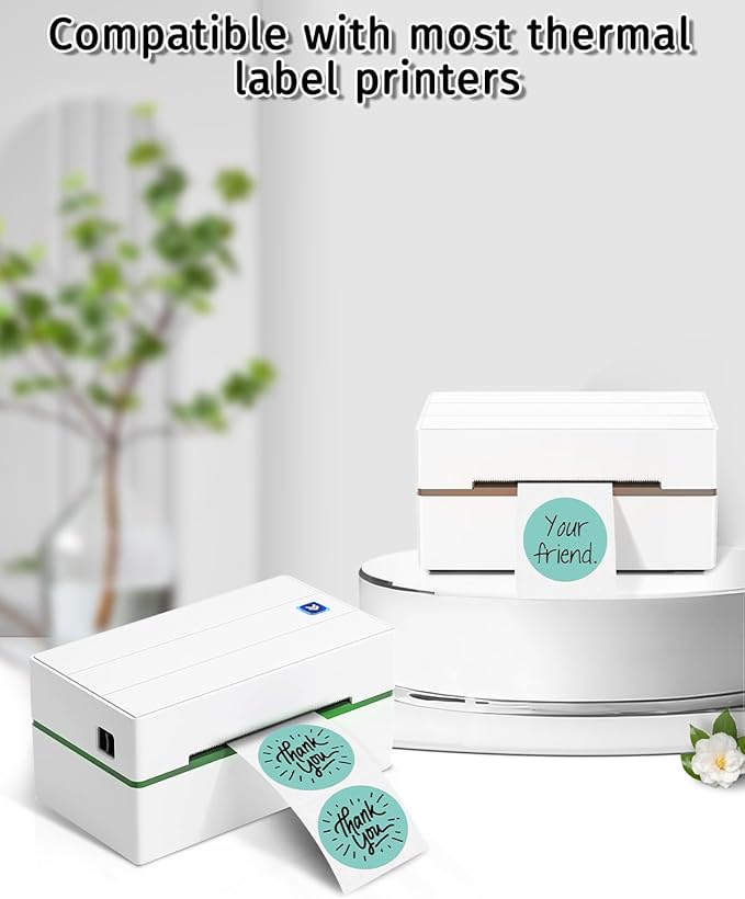 iEager 2 Inch Round Thermal Labels, Circle Thermal Printer Stickers, Durable Circular Label Printer Sticker for Business, Logo, Gift, 500 Labels/Roll, Green