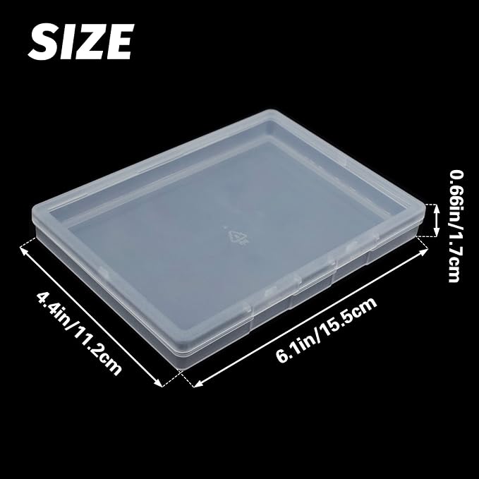4 Pack A6 Clear Plastic Box Small Storage Boxes Transparent Greeting Card Photo Storage Cases for Paper Photos Stamps Cards Envelope Protector Office Supplies Storage Case (6*4.4 inch) (A6)