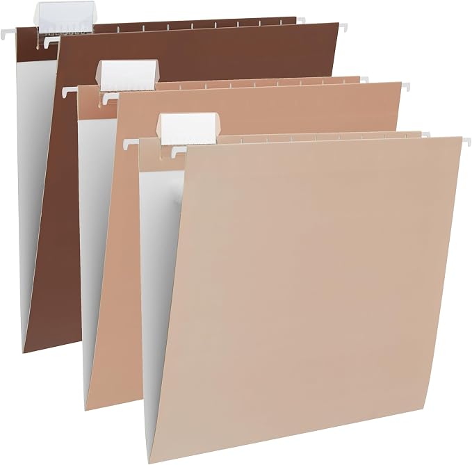 Y YOMA 6 Pack Gradient Hanging File Folders Letter Size Decorative Hanging Folder Pretty File Folder Organizer for Filing Cabinet Office Home with 1/5-Cut Adjustable Tabs, Coco Mocha