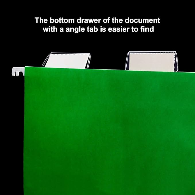Jovitec File Folder Tabs, 120 Hanging File Folder Plastic Tabs and 120 Inserts for Quick Organize and Identification Files, Easy to Read(Multicolor Angle,2 Inch)