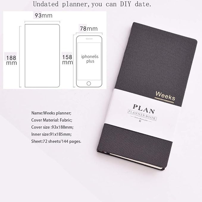 Undated Pocket Weekly Planner Schedule Organizer Agenda Year Month Week Plan A6 Notebooks (A6 undated planner Gray)