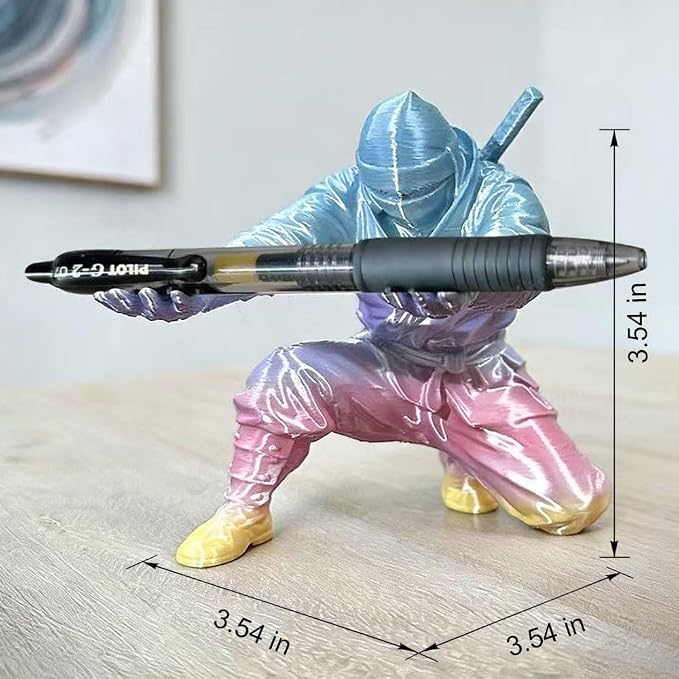 Ninja Pen Holder for Desk, Black Ninja Decor Pen Stand Pencil Holder Desk Accessories for Office Home Classroom (Colorful Ninja)