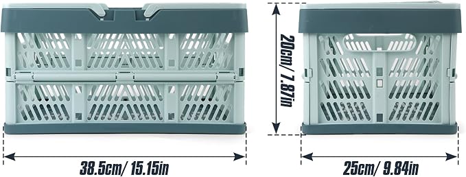 Domiella 2-Pack Foldable Storage Baskets, Collapsible PP Crates with Handles - 20L Capacity, Strong and Portable for Home Organization, Picnic and Shopping, Blue