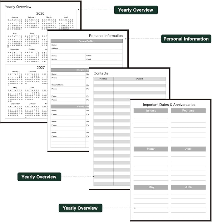 Planner 2026-2027 - 5.8" × 8.3" Weekly & Monthly Planner from July 2026 to June 2027, Large Planners 2026-2027 with Perfect Organizer, Hardcover, Inner Pocket, Black