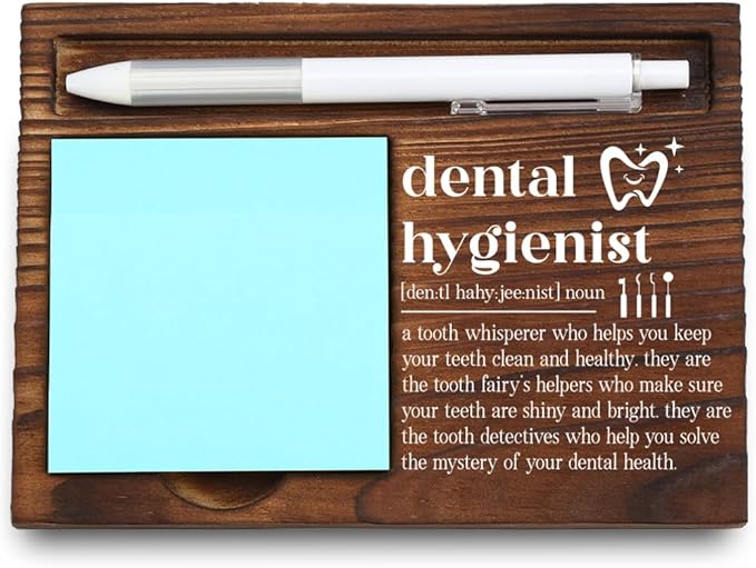 Wooden Sticky Note Holder for Dental Hygienists, Inspirational Office Decor, Gift for Dental Professionals, 16.5 x 12 x 1.5 cm LQQ24