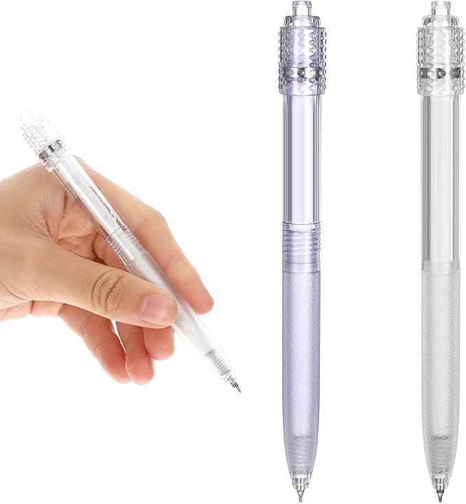Fidget Pens for Adults, 2PCS Sensory Pens 0.5mm Fine Point No Bleed Quick Dry Gel Pen for Office, School, Note Taking, Stress Relief, Smooth Writing Ballpoint Pen for ADHD White & Purple