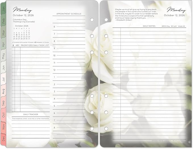 FranklinCovey - Blooms Ring-Bound Planner Refill - Two Page Per Day (Compact, Jul 2026 - Jun 2027)