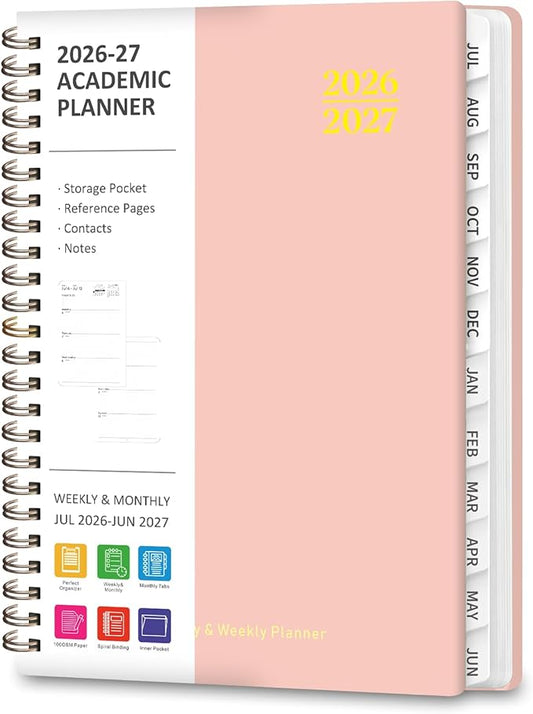 Planner 2026-2027, Weekly and Monthly Academic Planner, July 2026 - June 2027, Hardcover Calendar Agenda Book for School Year Planning, School Supplies for Teacher and Student, A5(6.3'' x 8.5'')