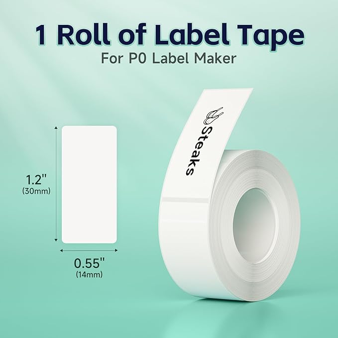 Thermal Labels DETONGER 1/2 Width Compatible Tape Refills Label Stickers Film Coatedfor Label Maker Tapes Home Office School Business Use Sticky Liquid-Proof 0.6"×1.2"(14×30mm) 230pcs White