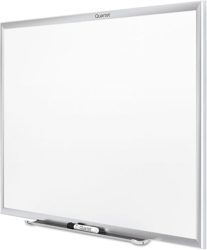 Quartet Dry Erase White Board 48"W x 36"H Non-Magnetic Whiteboard, Total Erase, Silver Aluminum Frame (S534)