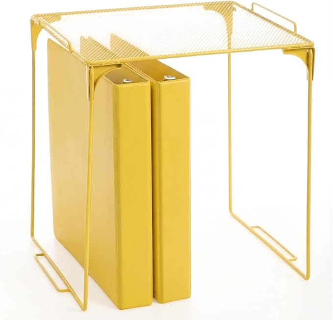 Colarr Yellow Locker Organizer Shelf Locker Accessories for Girls Stackable Storage Organization Shelf Area Saver Fits Standard Size for School Office Kitchen and Home