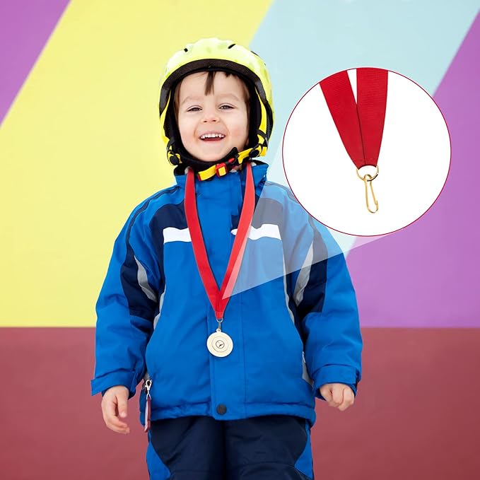 30 Pieces Award Ribbon Medal Ribbons Neck Ribbons for Medals Flat Medal Lanyards Ribbon Lanyard with Snap Clips for Competitions Sports Meeting Party Student Awards