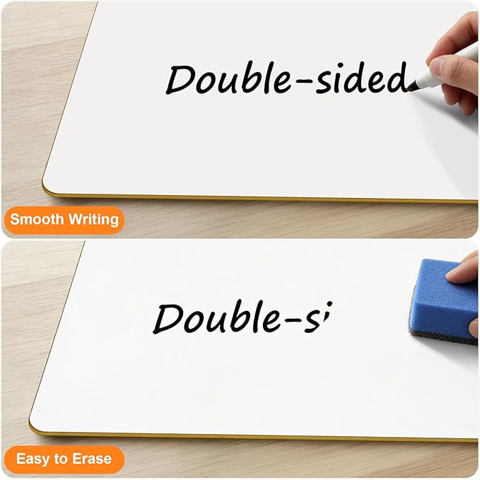 Portable Small White Board 5"x8" for Students, Personal Whiteboard Mini Lightweight Double Sided, Dry Erase Board for Kids Classroom, Individual Lapboards for Teaching with Eraser and Marker (12 Pack)