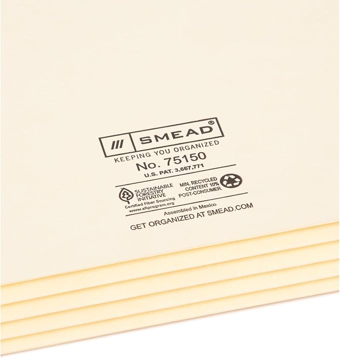 Smead End Tab Extra Wide TUFF® Pocket, Reinforced Straight-Cut Tab, 3-1/2" Expansion, Extra Wide Letter Size (10, Manila)
