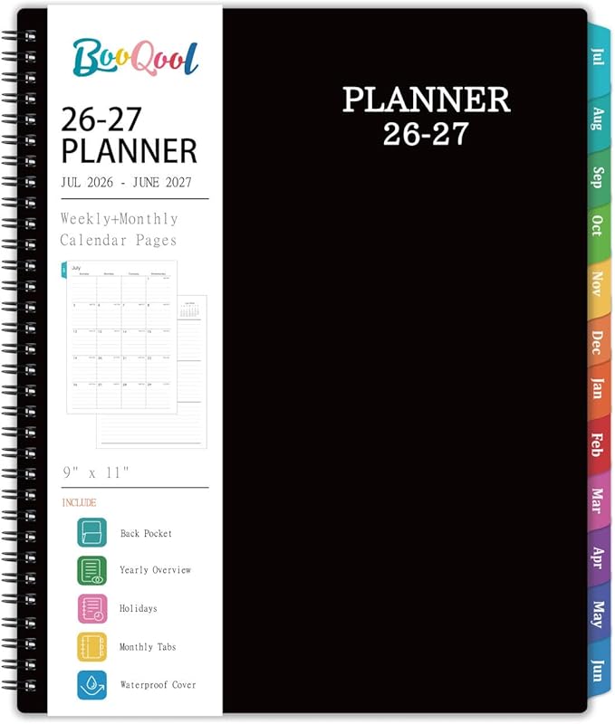 Planner 2026-2027 - Jul 2026 - Jun 2027, 9" x 11" Academic Planner, Weekly Monthly Planner 2026-2027, Twin-Wire Binding, Colorful Monthly Tabs, Enterprise