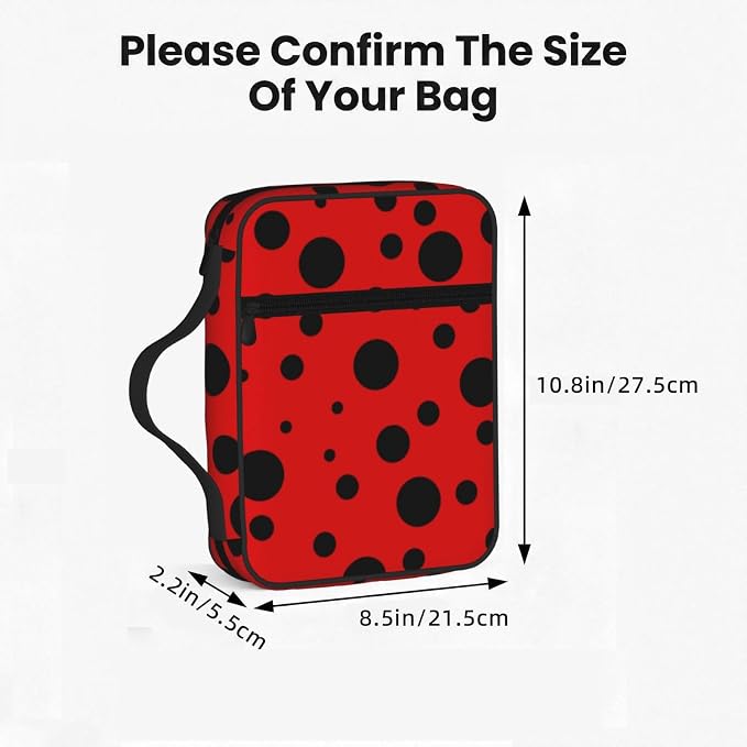 Ladybug Black and Red Polka Dot Bible Cover Case Carrying Book Protector Case Bible Study Supplies Accessories Holder Case Christian Gift for Women Men