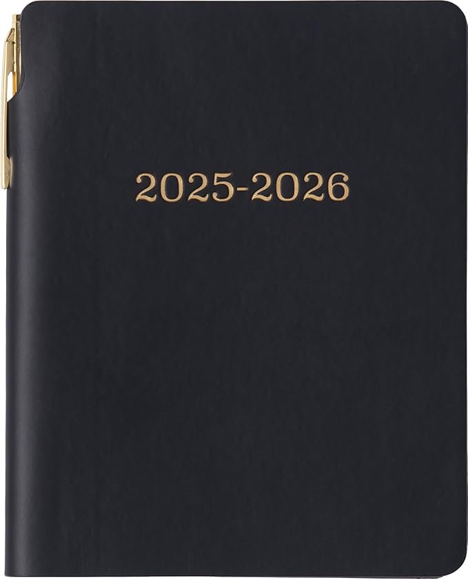 Eccolo 2025-2026 Pocket 18-Month Weekly Planner, Leatherette Soft Covers with Pen, Lined Notes Pages, 4.5x5.5"
