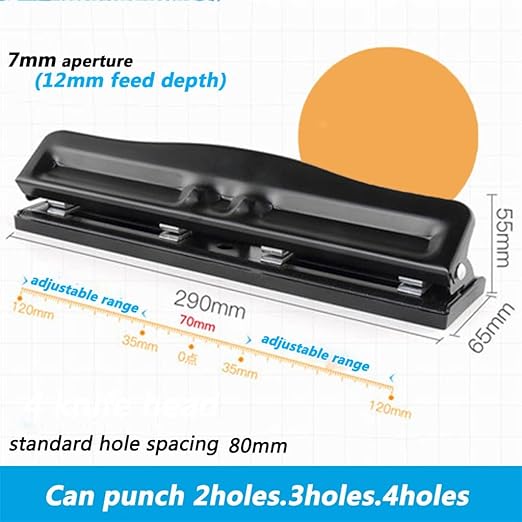 FMURY 3/4/6 Hole Adjustable Desktop Punching Machine A7/A6 Paper Diary Storage Box Paper Office Supplies Manual Punching Machine
