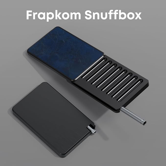 Blue Black Organize Box, 8 Compartment Storage Box with Built in Alloy Straw