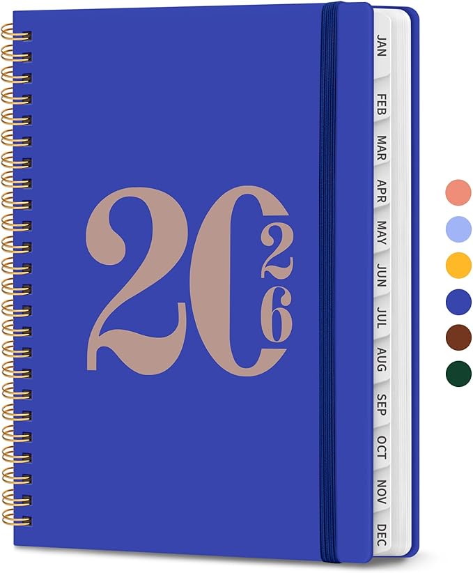 2026 Planner, Weekly and Monthly Calender Planner, Jan 2026 to Dec 2026, Hardcover 2026 Calendar Book with Tabs & Inner Pocket, Office Home School Supplies for Women & Men - A5 (6.3" x 8.5"), Royal Blue