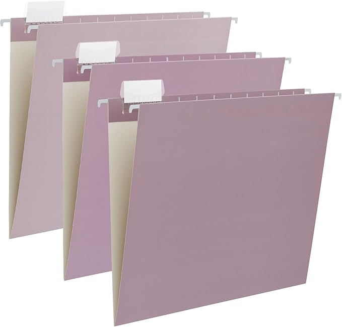 6 Pack Gradient Hanging File Folder Letter Size Reinforced Hanging Folders with 1/5-Cut Adjustable Tabs File Folders for Filing Cabinet Organizer for Office Home Medical Charts, Purple