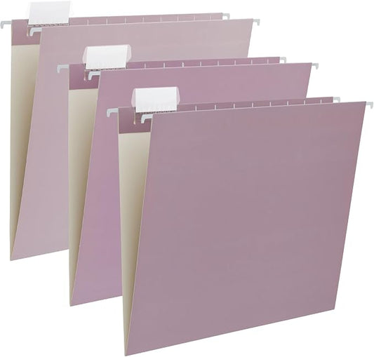 6 Pack Gradient Hanging File Folder Letter Size Reinforced Hanging Folders with 1/5-Cut Adjustable Tabs File Folders for Filing Cabinet Organizer for Office Home Medical Charts, Purple