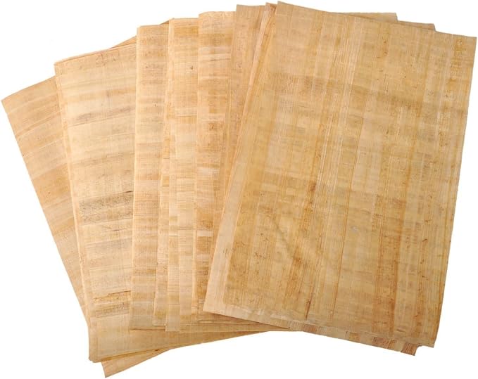 30 Blank Egyptian Papyrus Sheets for Art Projects and Schools 8x12 Inch (20x30 Cm) + 2 Bookmark Gift