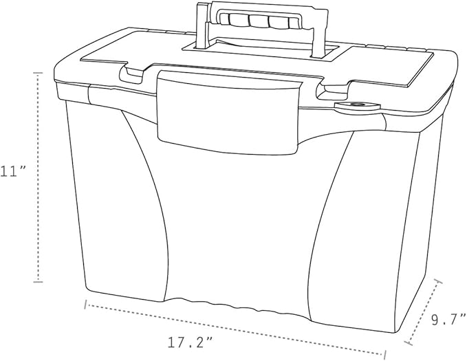 Storex Portable File Box with Organizer Lid, 17.13 x 9.63 x 11 Inches, Frosted/Silver (61511A01C)