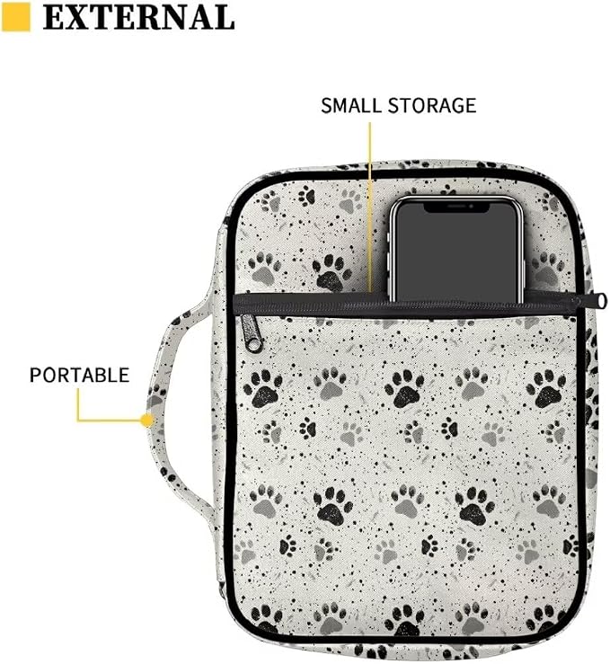 Coldinair Dog Paw Bible Case Bible Covers for Women Girls Beige Bible Bag Bible Carrying Case for Kids,Bible Cover Church Bag Bible Tote for Men