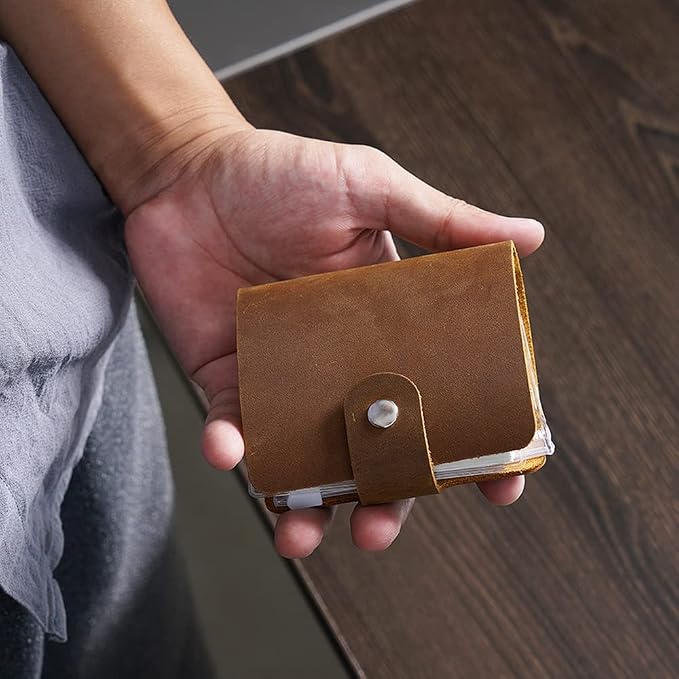 A9 Genuine Leather Journal, Brown Handmade Leather Pocket Size Binder Planner, Mini Vintage Leather Planner, 120 Sheets Pages, Loose Leaf 3-Ring with Snap Button Closure (Brown)