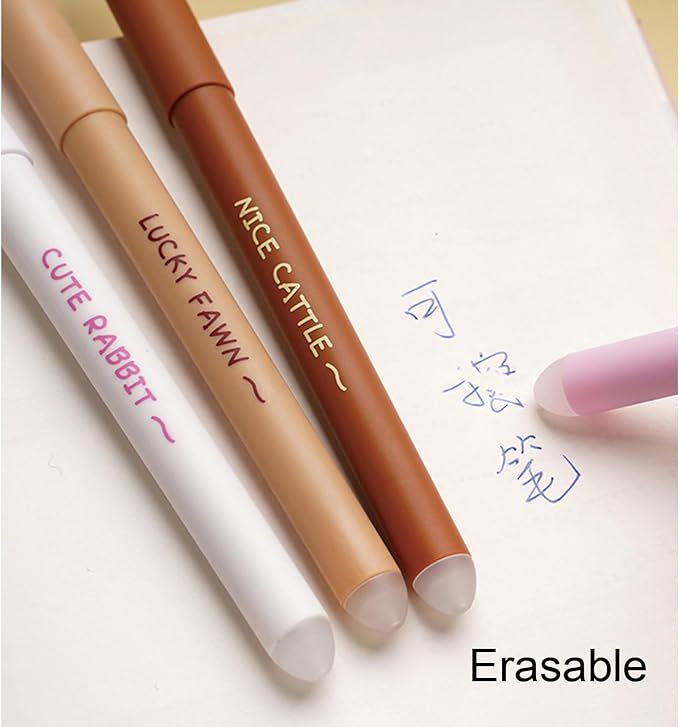 MOZXIRZ 4 Pcs Cute Erasable Pens Cartoon Animal Gel Pen 0.5mm Black Ink Smooth Writing Pen Kawaii Erasable Pens for Women School Supplies Office Supplies (Animal-Black Ink)