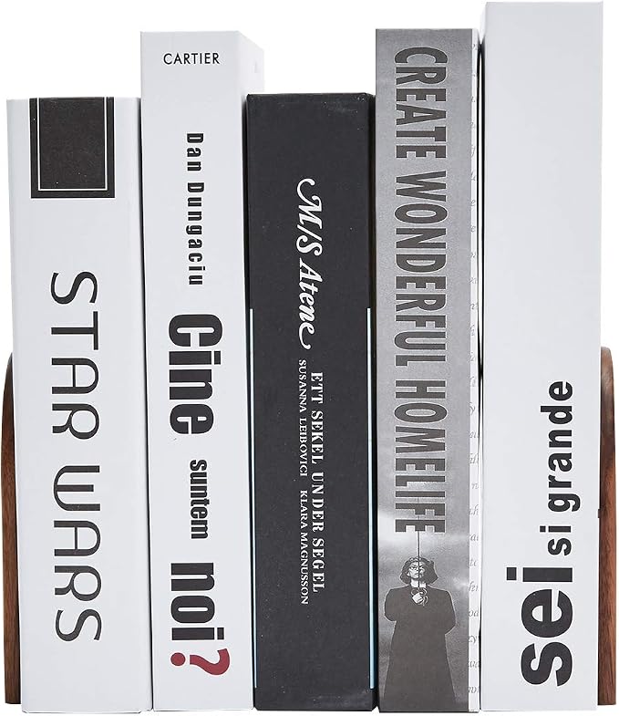 Pandapark Wood Bookends,Non-Skid Bookend for Shelves,Heavy Duty Bookends,Book Stand for Books/CDs,1 Pair