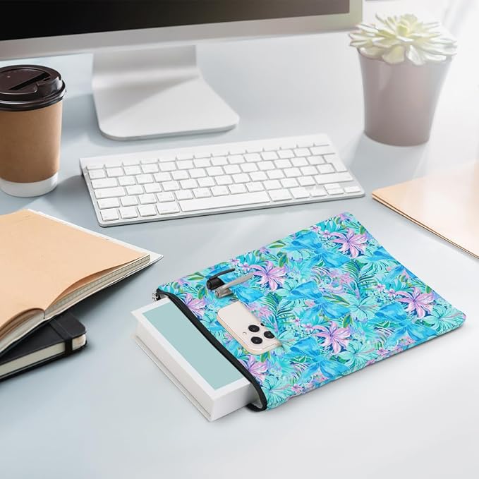 Book Sleeve Book Lovers Gifts Waterproof Books Pouch Protector with Zipper & Pocket Gifts for Women Girls Bookworm Teacher Reader Librarian Birthday Friendship Christmas, Purple Floral Bow Decor