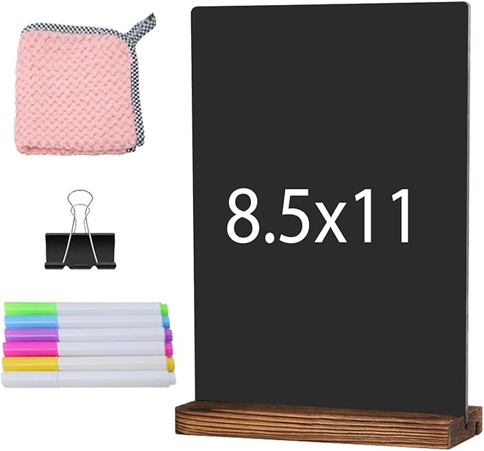Desk Chalkboard Wood Sign Double-Sided Chalkboard with Wooden Base Decorative Chalkboards Message Blackboard (1 Pack 8.7x12)