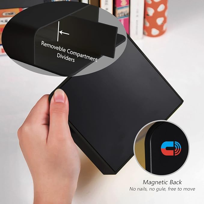 Magnetic Dry Erase Marker Holder, 2 Pack Magnetic Pen Marker Holder for Whiteboard, Fridge, Locker Accessories, School, Office, Home, Magnet Pen Cup, Black