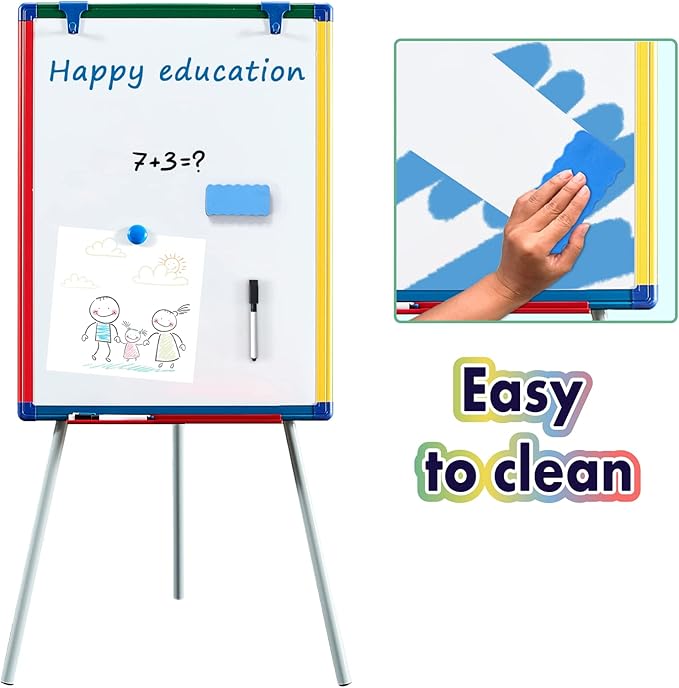 Magnetic Easel for Kids - Height Adjustable 36-63" Dry-Erase Board and Whiteboard - Perfect for Kids Art Activities 36x24 inch White Board Flipchart Board