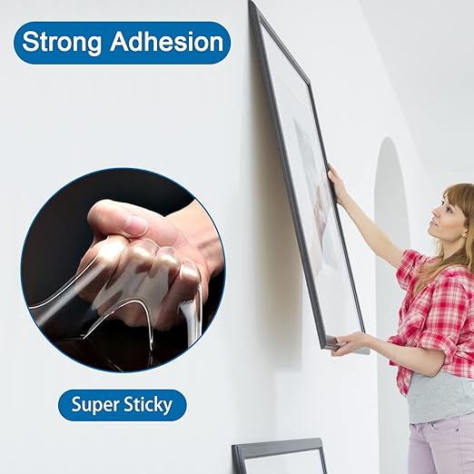 Heavy Duty Double Sided Mounting Tape, 1" x 198", Traceless and Removable Nano Tape for Outdoor and Indoor, Strong Adhesive Clear Two Sided Gel Grip Tape (16.4 FT)
