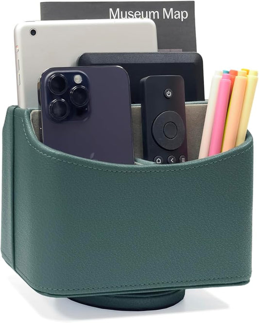 UnionBasic Rotating Desk Organizer, 360 Desk Spinning Caddy, Desktop TV Guide/Mail/Media/Remote Controller Holder Organizer,Lychee Dark Ivy