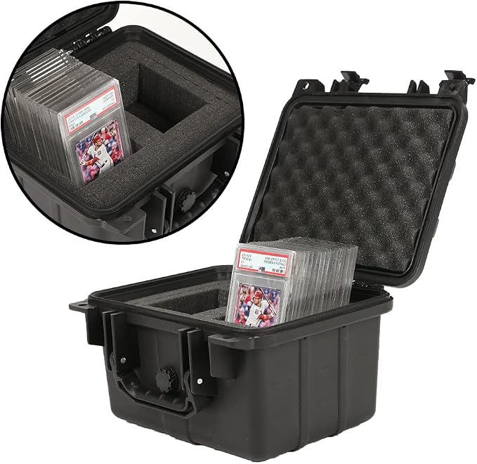 Storage Box for Collectible Cards, Tools, Screws, Craft Supplies DIY Adjustable Organizer Box with Removable Dividers & Protective Foam, Lightweight Stackable Storage Container Black Buckle