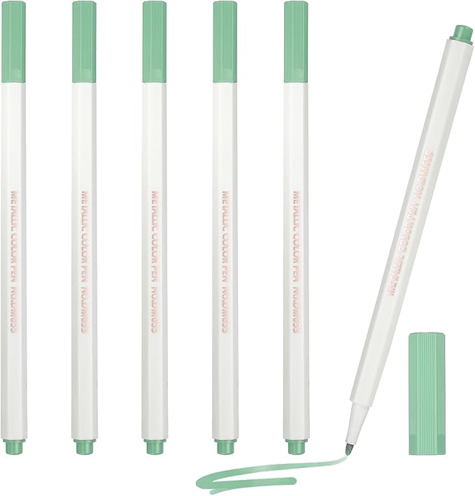 PATIKIL Metallic Marker Pens, 6Pcs Permanent Markers Medium Tip Quick Dry Paint Pen on Plastic Wood Stone Glass Canvas DIY Crafts Art Supplies for Drawing Writing Marking, Green