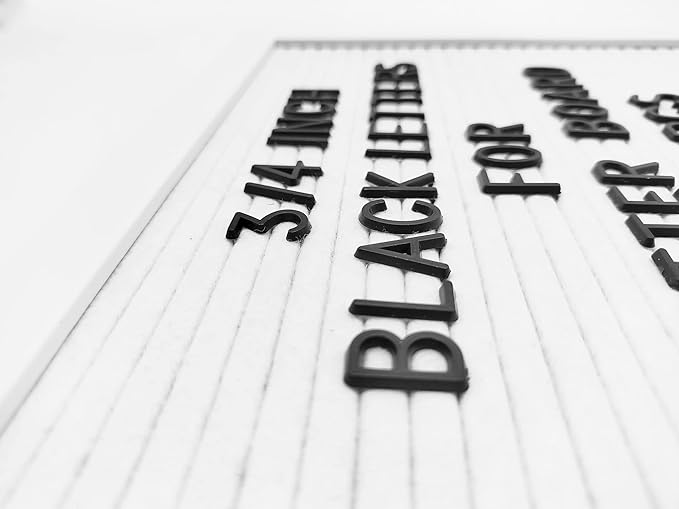 Felt Letter Board Letters Sets - Pre-cut 340pcs 3/4 Inch(0.75") Black Letters with Canvas Bag(No Board Included)